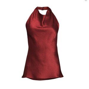 Vince Open Back Halterneck Blouse, L in Currant